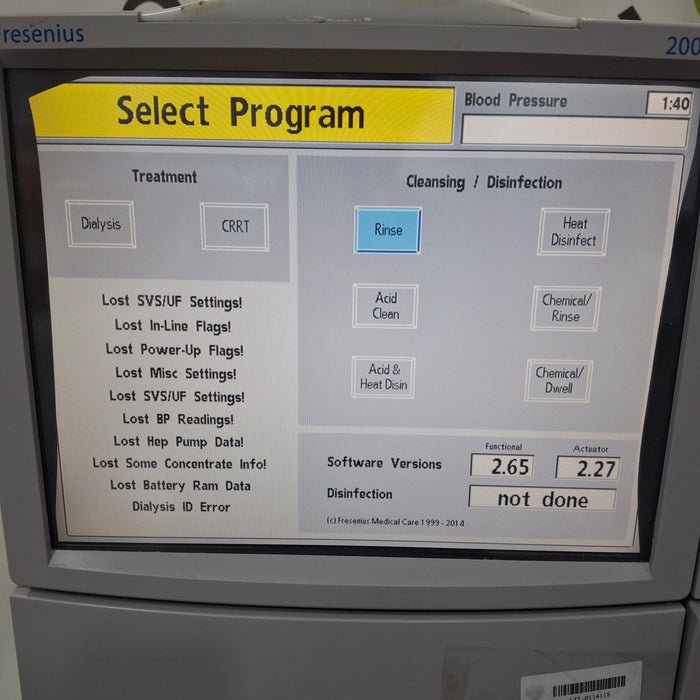 Fresenius 2008T Dialysis Machine Hemodialysis
