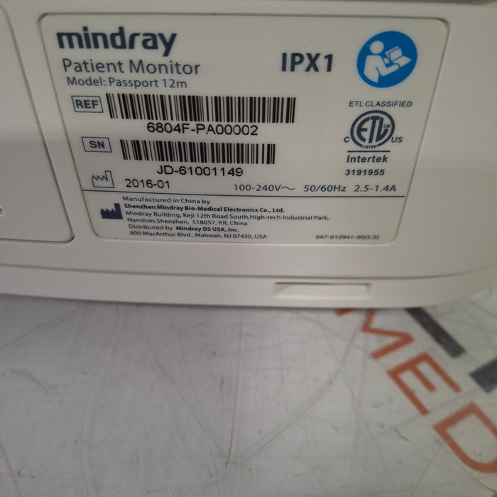 Mindray Passport 12M Patient Monitor