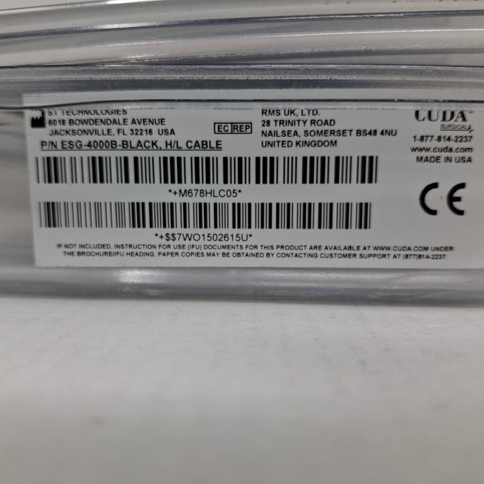 Cuda Surgical ESG-4000B-BLACK Fiber Optics Headlight Cable