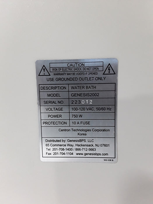 Genesis Genesis 2002 Plasma Thawing Water Bath System Research Lab reLink Medical
