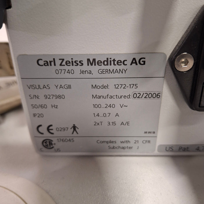 Carl Zeiss Carl Zeiss Visulas Yag III Ophthalmic Laser System Ophthalmology reLink Medical