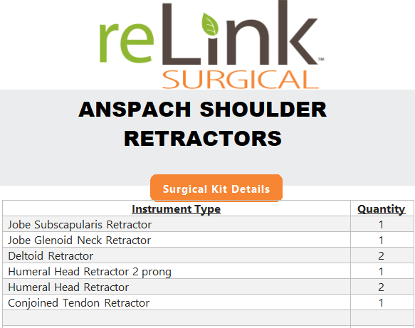 Anspach Anspach Shoulder Retractors Surgical Sets reLink Medical