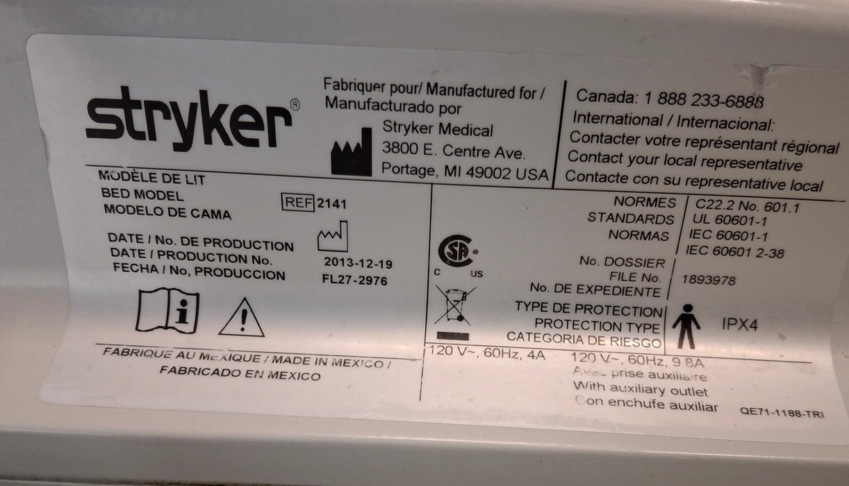 Stryker InTouch 2141 Critical Care Hospital Bed