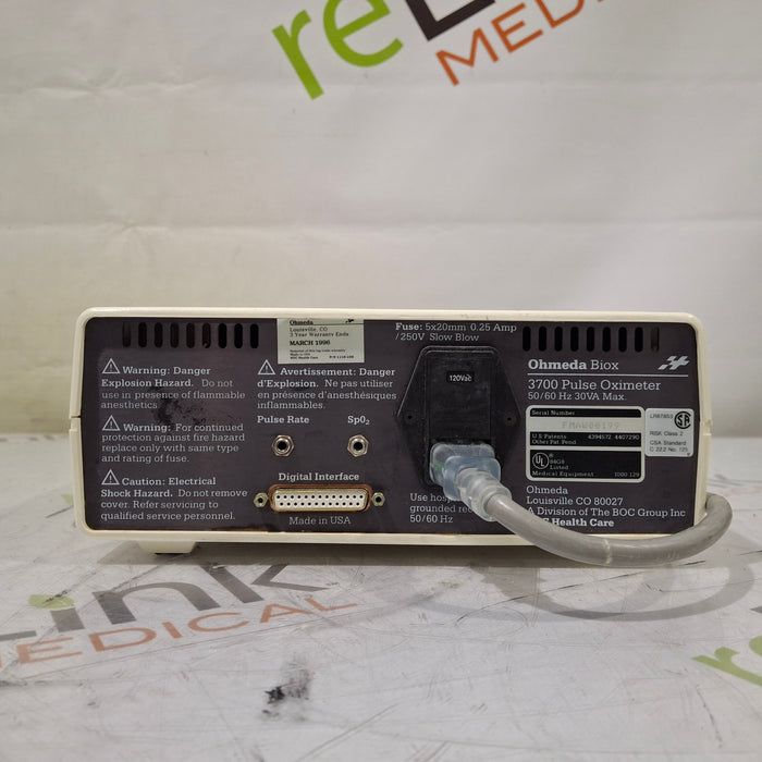 Ohmeda Medical 3700 Pulse Oximeter