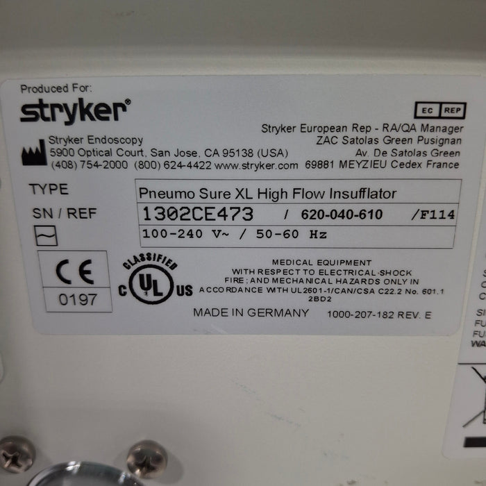 Stryker Stryker 620-040-610 Pneumo Sure XL High Flow Insufflator Rigid Endoscopy reLink Medical
