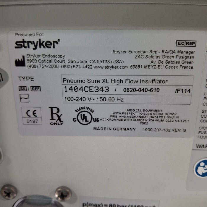Stryker Stryker 620-040-610 Pneumo Sure XL High Flow Insufflator Rigid Endoscopy reLink Medical