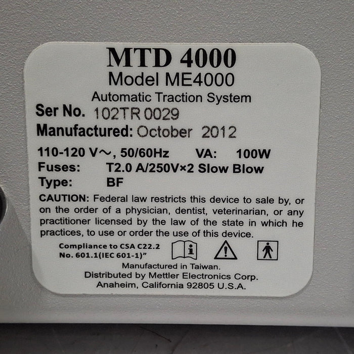 Mettler Electronics Mettler Electronics MTD 4000 Traction Head Unit Exam Chairs / Tables reLink Medical