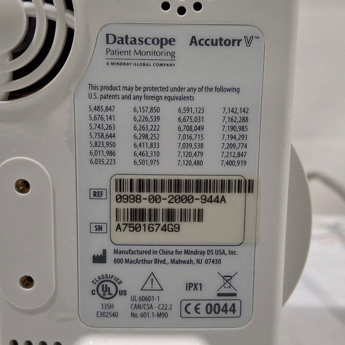 Mindray Mindray Datascope Accutorr V Vital Signs Monitor Patient Monitors reLink Medical