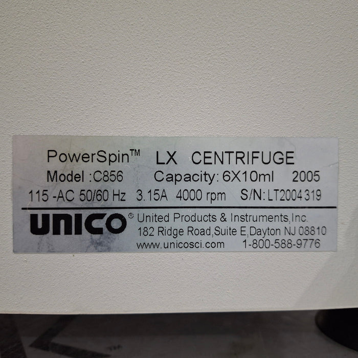 Unico C856 PowerSpin LX Centrifuge