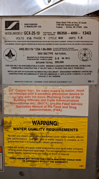 Southbend Southbend GCX-2S-10 Steamer Kettle Combination Restaurant Equipment reLink Medical