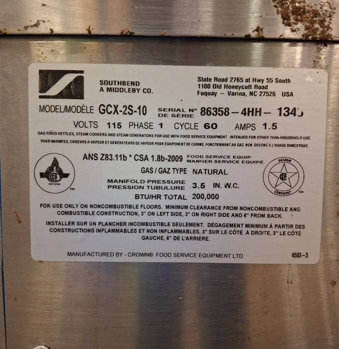 Southbend Southbend GCX-2S-10 Steamer Kettle Combination Restaurant Equipment reLink Medical