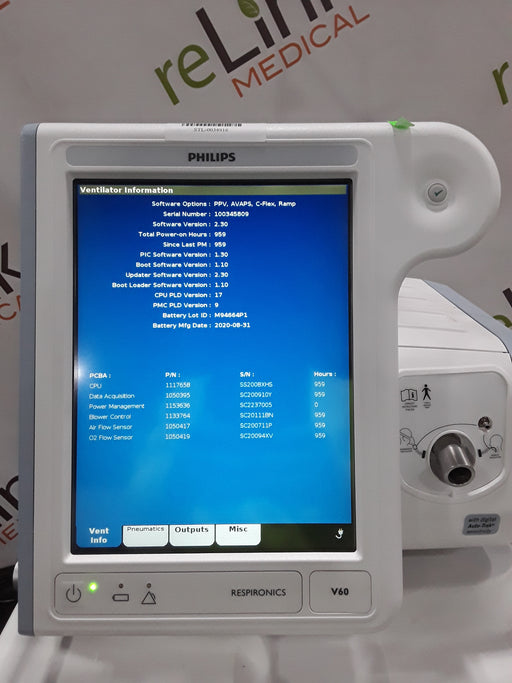 Philips Philips Respironics V60 BiPAP Ventilator Respiratory reLink Medical