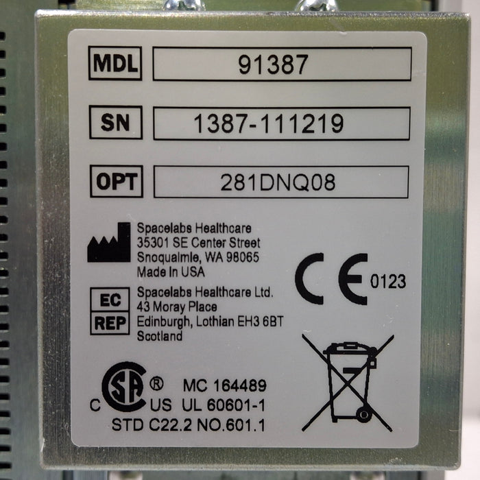 Spacelabs Healthcare Ultraview SL 91387 Patient Monitor