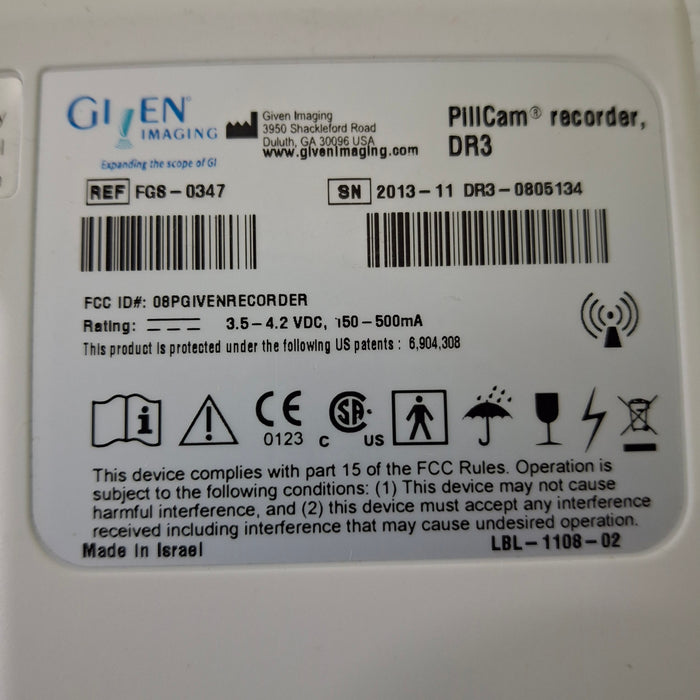 Glen Imaging RFB-0347 PillCam Recorder, DR3