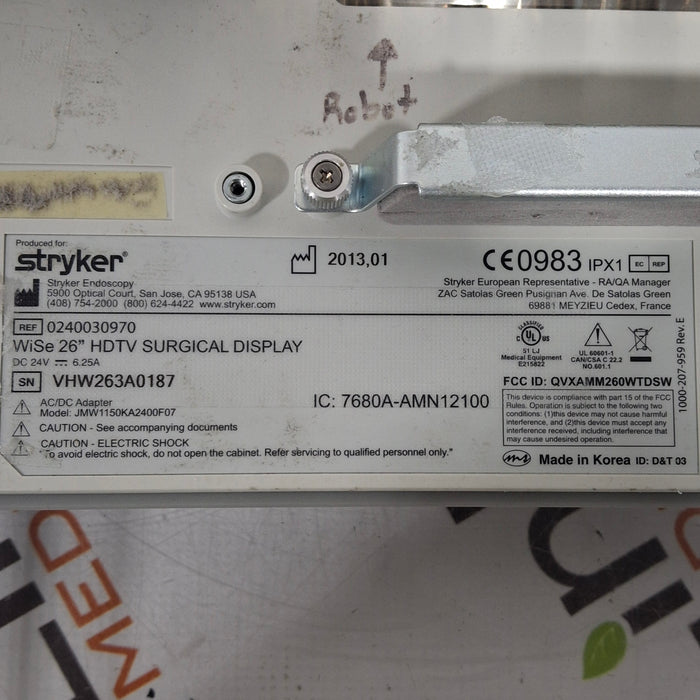 Stryker Stryker WiSe 26" HDTV Surgical Display 240-030-970 Monitor Rigid Endoscopy reLink Medical