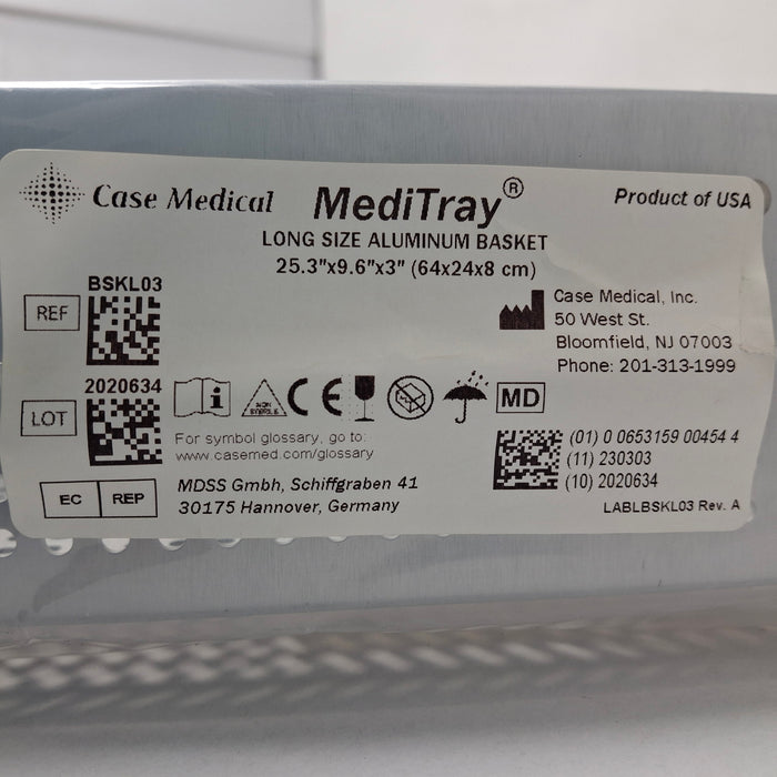 Case Medical Inc MediTray BSKL03 Long Size Aluminum Basket 25.3"x9.6"x3"