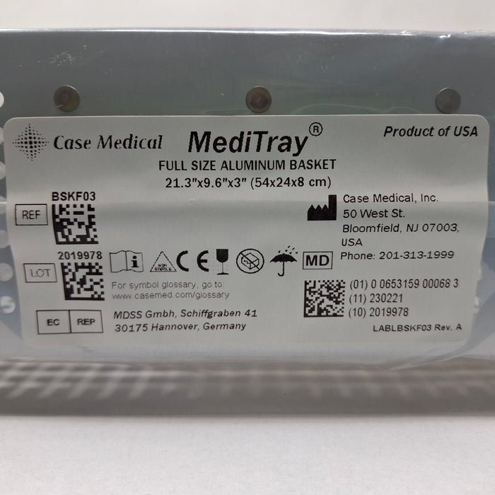 Case Medical Inc MediTray BSKF03 Full Size Aluminum Basket 21.3"x9.6"x3"