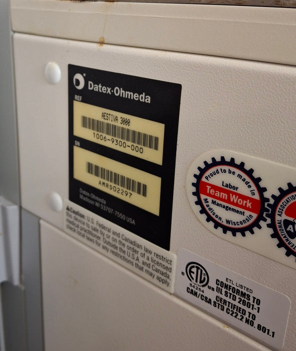 GE Healthcare Aestiva 3000 Anesthesia System