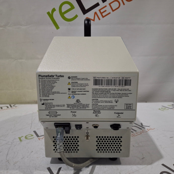 Buffalo Filter Buffalo Filter PlumeSafe Whisper Turbo Smoke Evacuation System Electrosurgical Units reLink Medical