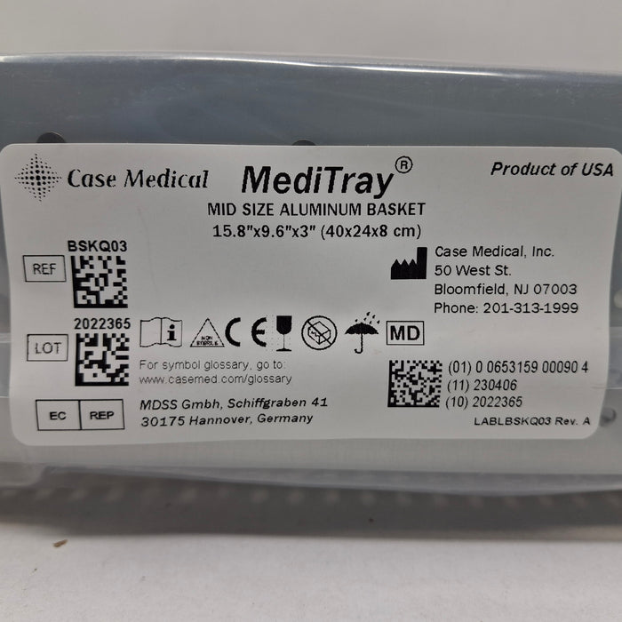 Case Medical Inc MediTray BSKQ03 Mid Size Aluminum Basket 15.8"x9.6"x3"