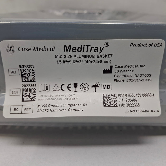 Case Medical Inc MediTray BSKQ03 Mid Size Aluminum Basket 15.8"x9.6"x3"