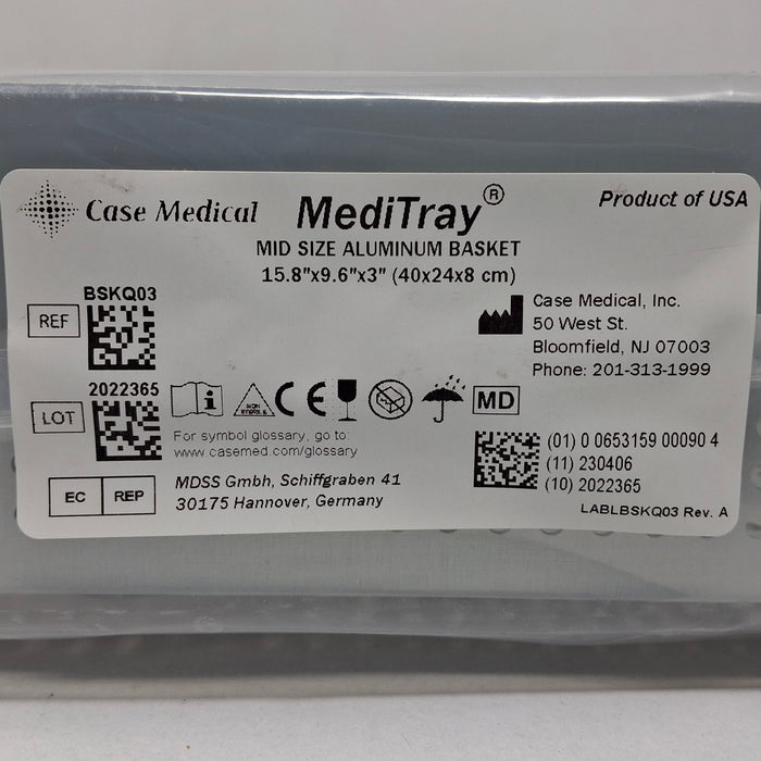 Case Medical Inc MediTray BSKQ03 Mid Size Aluminum Basket 15.8"x9.6"x3"