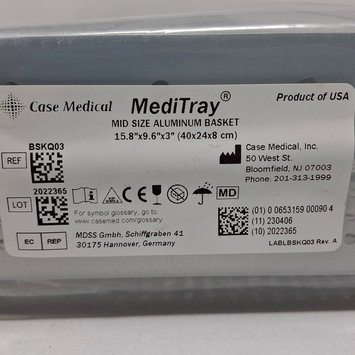 Case Medical Inc MediTray BSKQ03 Mid Size Aluminum Basket 15.8"x9.6"x3"