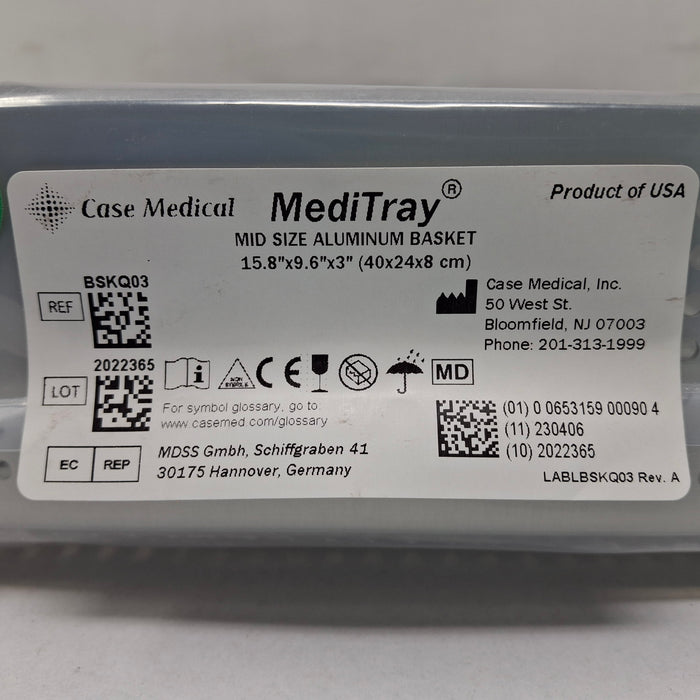 Case Medical Inc MediTray BSKQ03 Mid Size Aluminum Basket 15.8"x9.6"x3"