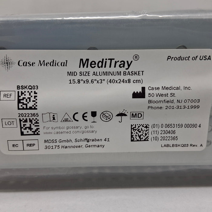 Case Medical Inc MediTray BSKQ03 Mid Size Aluminum Basket 15.8"x9.6"x3"