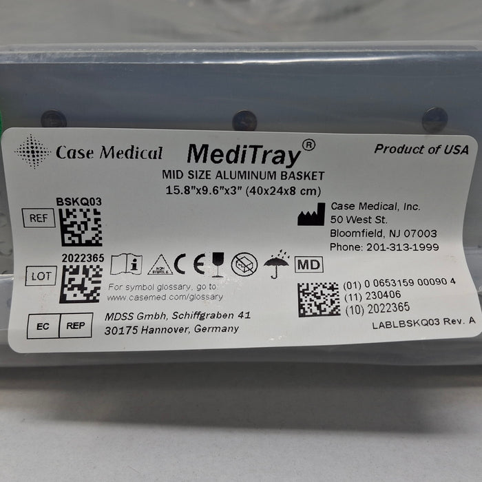 Case Medical Inc MediTray BSKQ03 Mid Size Aluminum Basket 15.8"x9.6"x3"