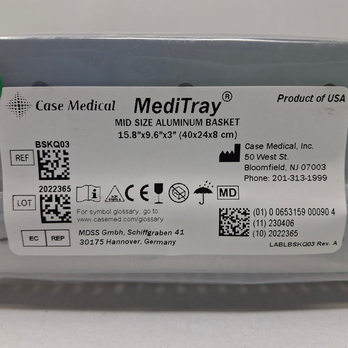 Case Medical Inc MediTray BSKQ03 Mid Size Aluminum Basket 15.8"x9.6"x3"