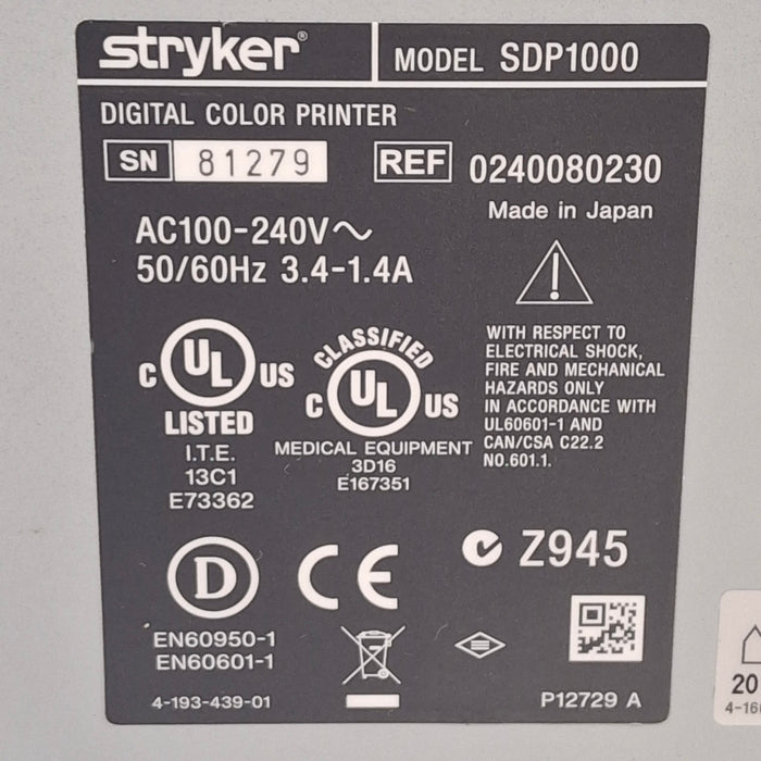 Stryker SDP1000 Digital Color Printer