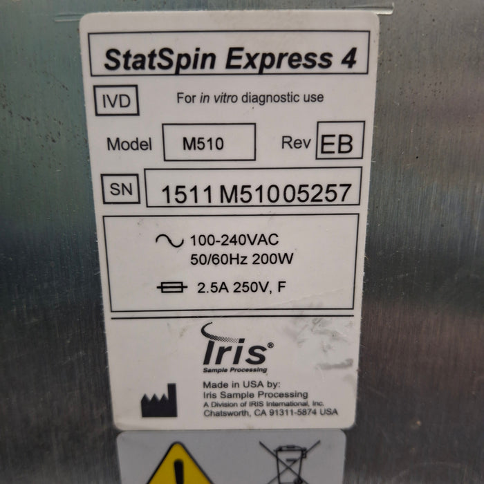 IRIS Medical StatSpin Express 4 Bench Top Centrifuge