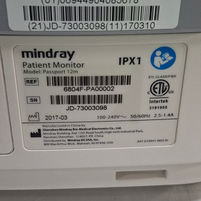 Mindray Passport 12M Patient Monitor
