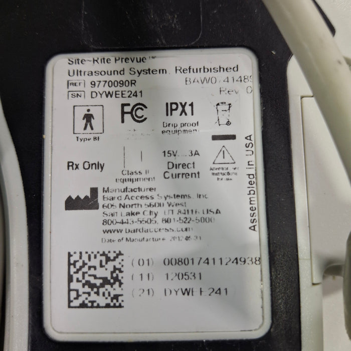 Bard Medical Site Rite Prevue Portable Ultrasound