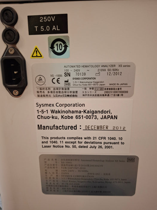 Sysmex XS-1000i Automated Hematology Analyzer