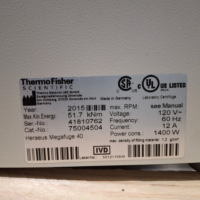 Thermo Scientific Megafuge 40 Laboratory Centrifuge