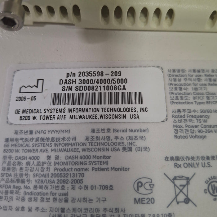 GE Healthcare GE Healthcare Dash 4000 - GE/Nellcor SpO2 Patient Monitor Patient Monitors reLink Medical