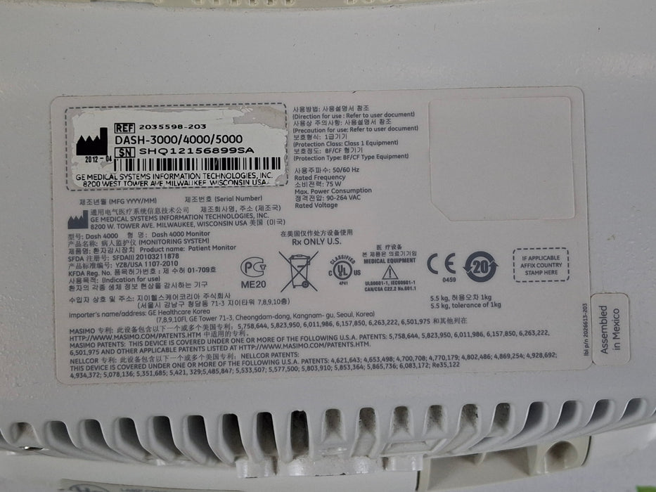 GE Healthcare GE Healthcare Dash 4000 - GE/Nellcor SpO2 Patient Monitor Patient Monitors reLink Medical