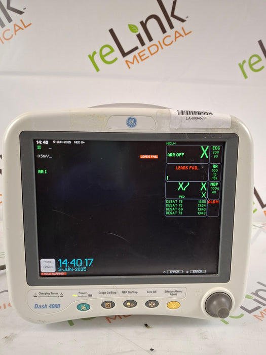 GE Healthcare GE Healthcare Dash 4000 - GE/Nellcor SpO2 Patient Monitor Patient Monitors reLink Medical