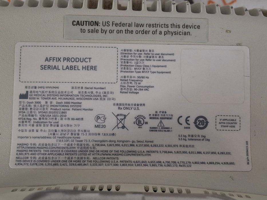 GE Healthcare GE Healthcare Dash 3000 - GE/Nellcor SpO2 Patient Monitor Patient Monitors reLink Medical