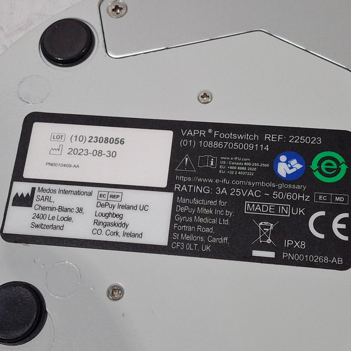 DePuy DePuy VAPR 3 225023 Foot Switch Surgical Equipment reLink Medical