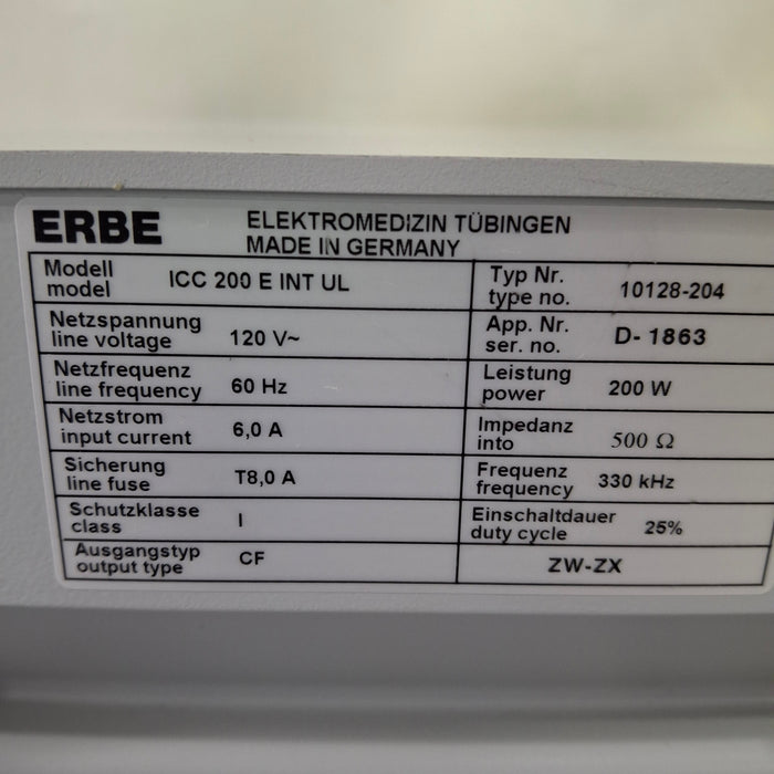 Erbe Erbe ICC 200 Electrosurgical Unit Electrosurgical Units reLink Medical