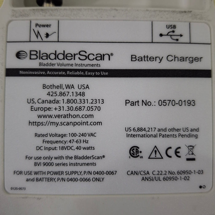 Verathon Medical, Inc Verathon Medical, Inc BladderScan 0570-0193 Battery Charger Surgical Equipment reLink Medical