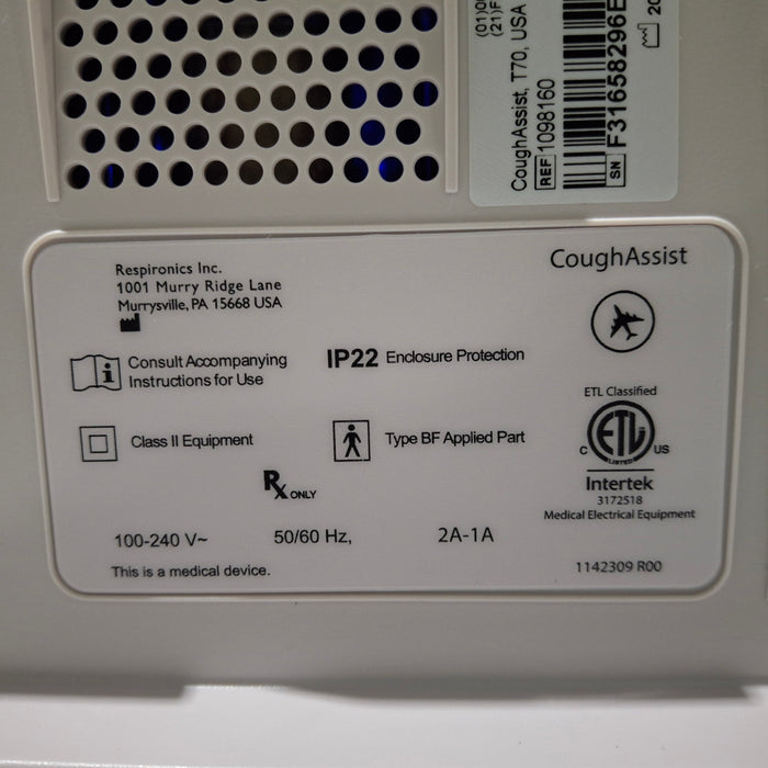 Respironics Respironics Cough Assist T70 Airway Clearance Device Respiratory reLink Medical
