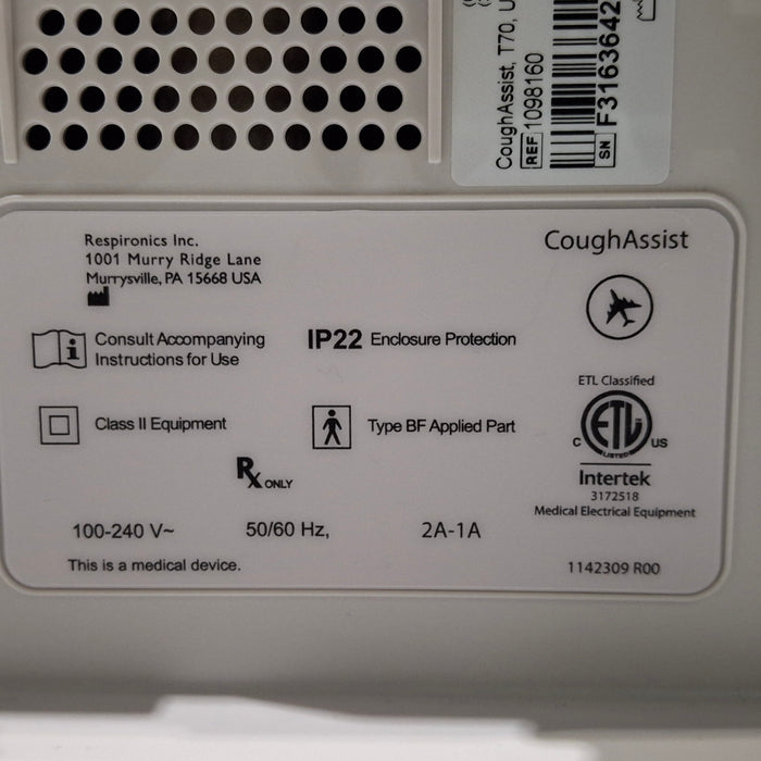 Respironics Respironics Cough Assist T70 Airway Clearance Device Respiratory reLink Medical