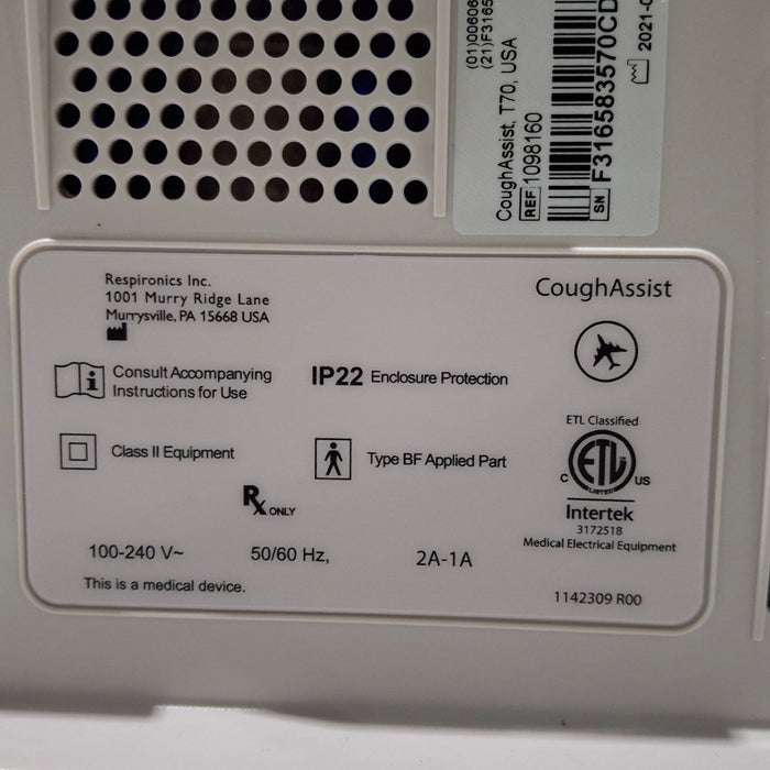 Respironics Respironics Cough Assist T70 Airway Clearance Device Respiratory reLink Medical