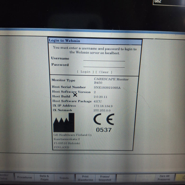 GE Healthcare Carescape B450 Critical Care Patient Monitor