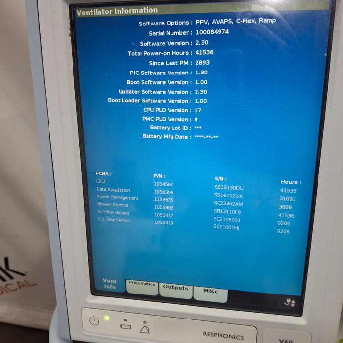 Respironics Respironics V60 BiPAP Ventilator Monitor Respiratory reLink Medical