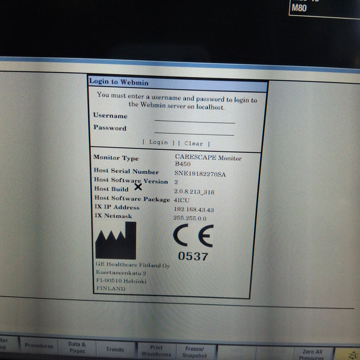 GE Healthcare Carescape B450 Critical Care Patient Monitor